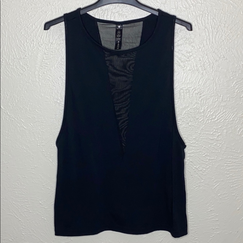 Yogalicious Black Mesh Sleeveless Tank Top Large